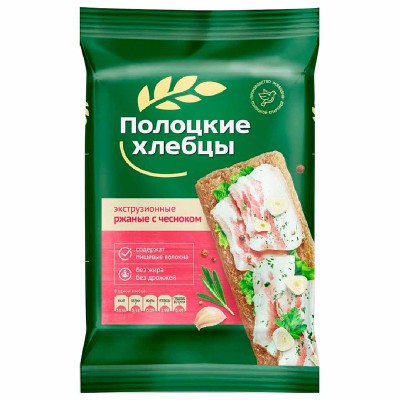 Хлебцы Полоцкие ржаные с чесноком 80гр м/у