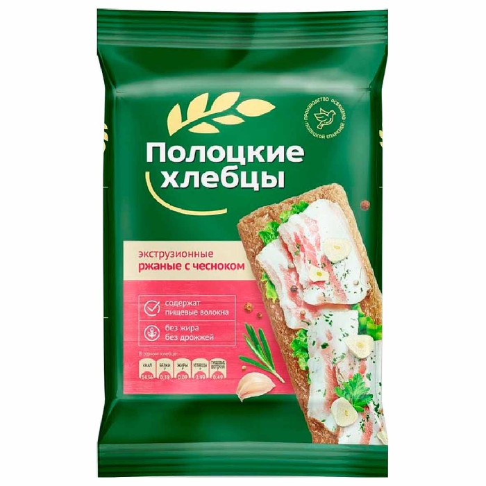 Хлебцы Полоцкие ржаные с чесноком 80гр м/у