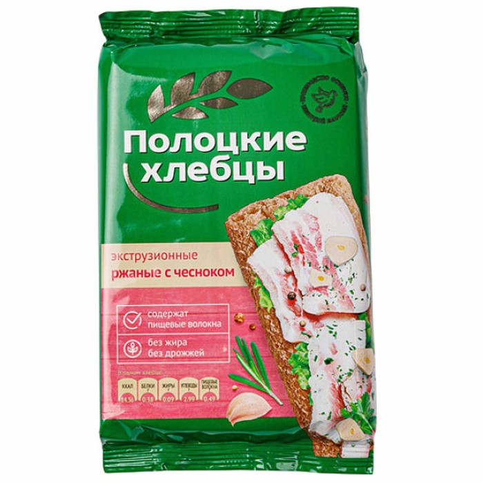 Хлебцы Полоцкие ржаные с чесноком 80гр м/у