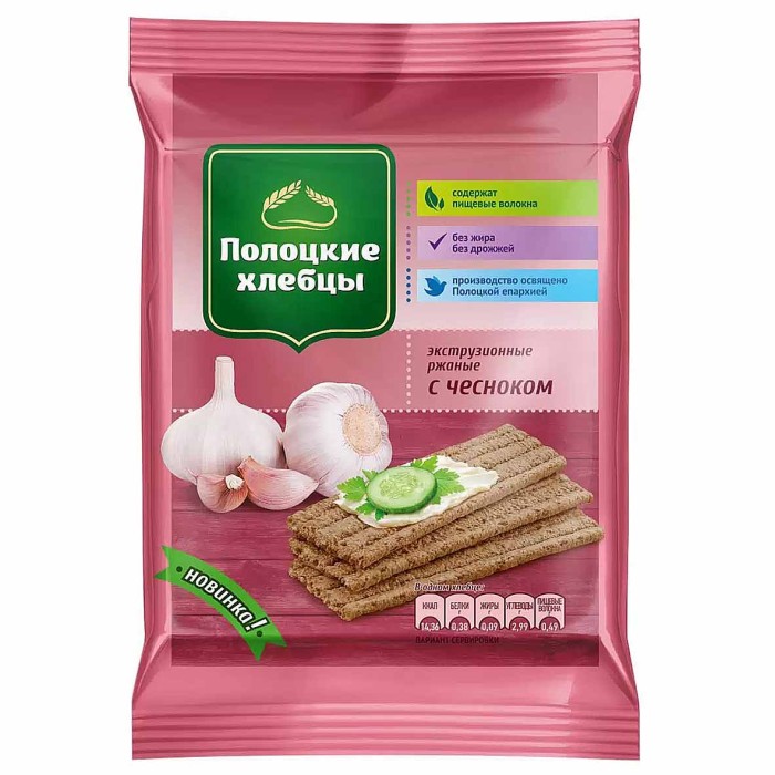Хлебцы Полоцкие ржаные с чесноком 80гр м/у