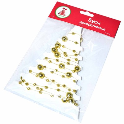 Бусы декоративные Сноу Бум пластик цвет золотой 200см арт378-259