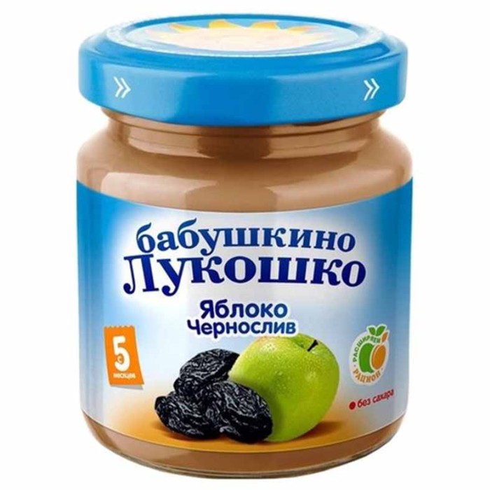 Пюре Бабушкино Лукошко яблоко и чернослив с 5мес 100гр ст/б