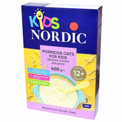 Хлопья овсяные Nordic Kids для детей 400гр к/у