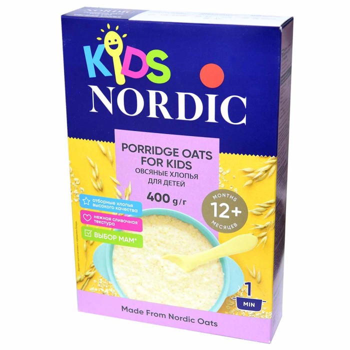 Хлопья овсяные Nordic Kids для детей 400гр к/у