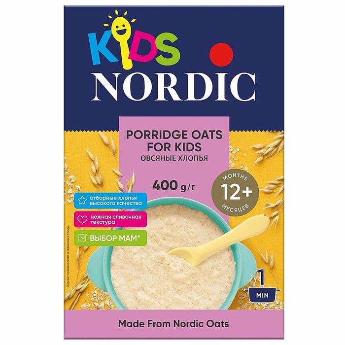 Хлопья овсяные Nordic Kids для детей 400гр к/у