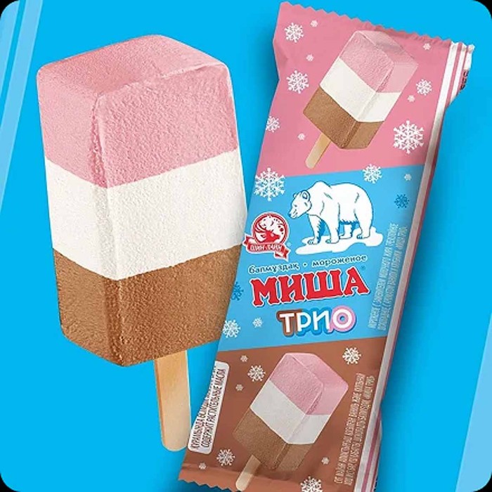 Мороженое Миша Трио пломбир 80гр м/у