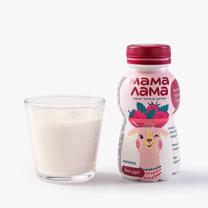 Йогурт питьевой Мама Лама Малина 2,5% 200гр пэт
