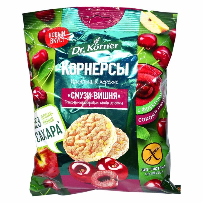 Хлебцы Dr.Korner мини рисово-кукурузные смузи вишня 40гр м/у