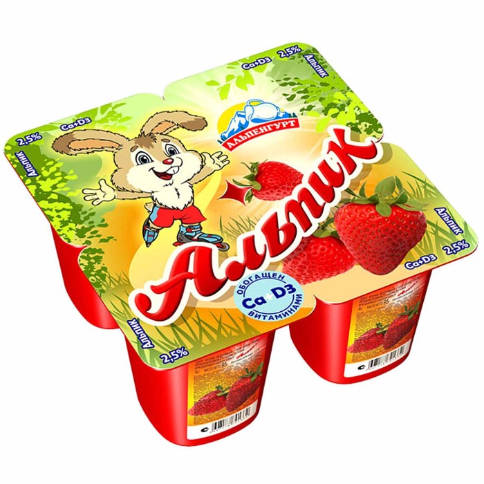 Йогурт Альпенгурт Альпик CA+D3 клубника 2,5% 95гр пэт