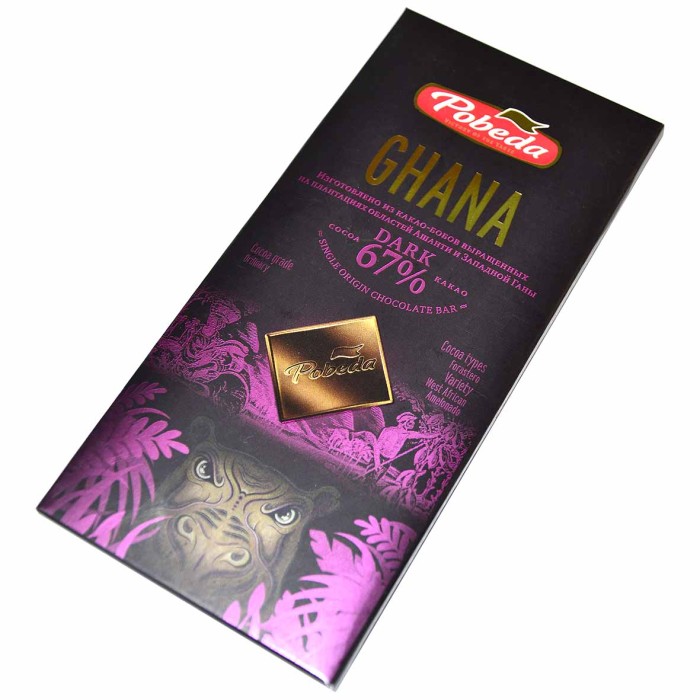 Шоколад Победа Гана 67% горький 90гр к/у