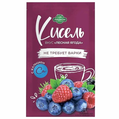 Кисель Лидкон Лесная ягода с кальцием С 25гр м/у
