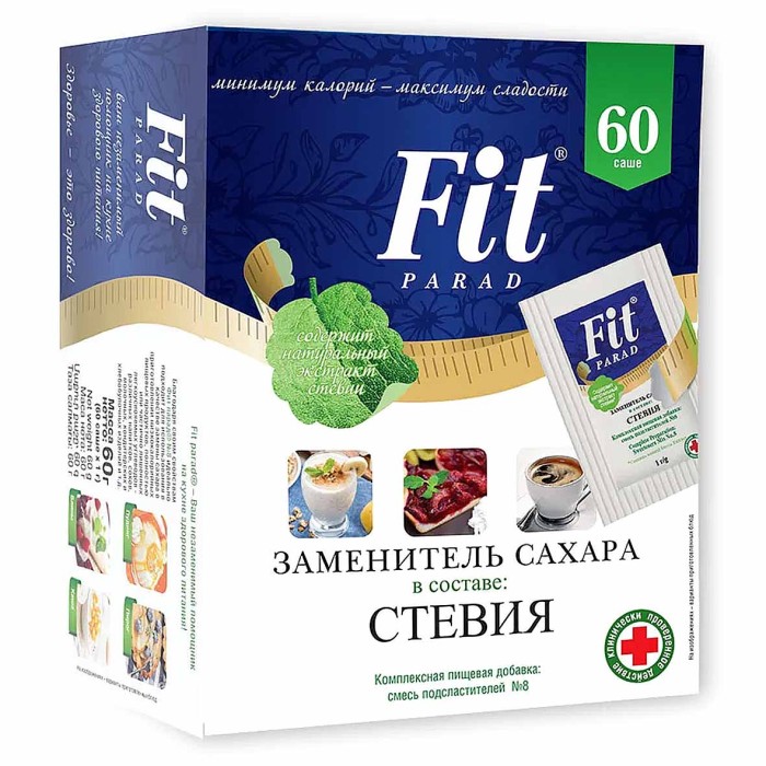 Заменитель сахара FitParad стевия №8 саше 60гр к/у
