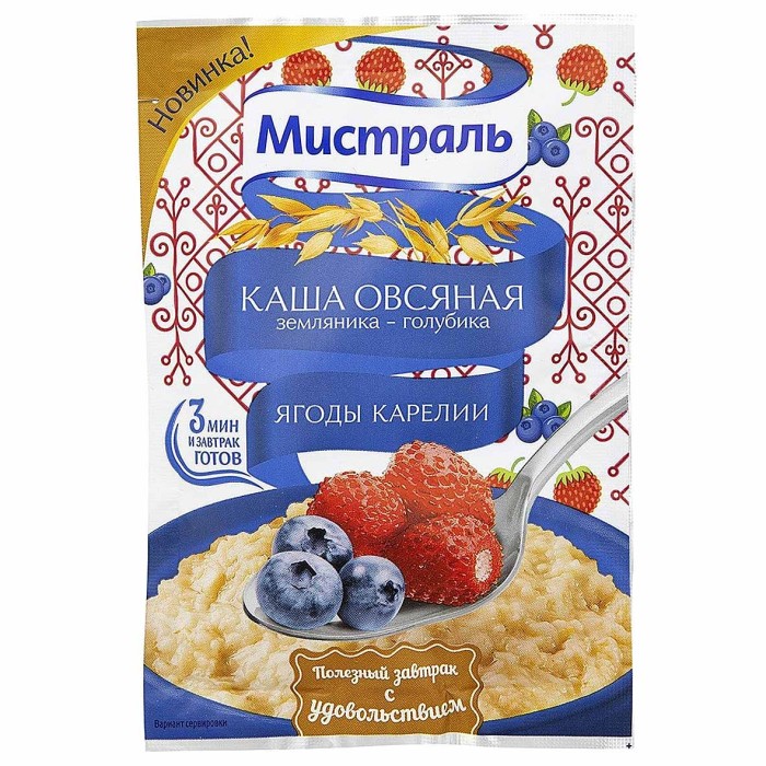 Каша овсяная Мистраль Ягоды Карелии земляника-голубика 40гр м/у