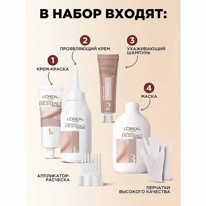 Краска для волос Loreal Exellence 5U Универсал светло-каштановый 110гр к/у