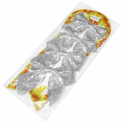 Украшения новогоднее Бант из пайеток 4шт