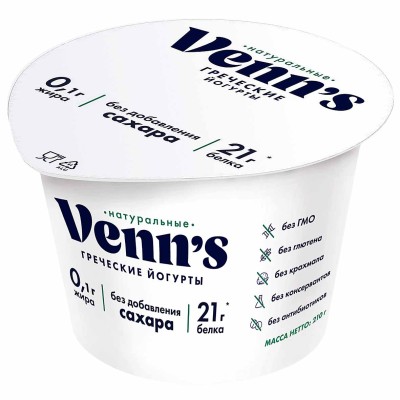 Йогурт Venns Греческий 0,1% 210гр к/у