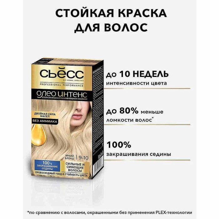 Краска для волос Syoss Oleo Intense 9-10 Яркий блонд 110мл к/у