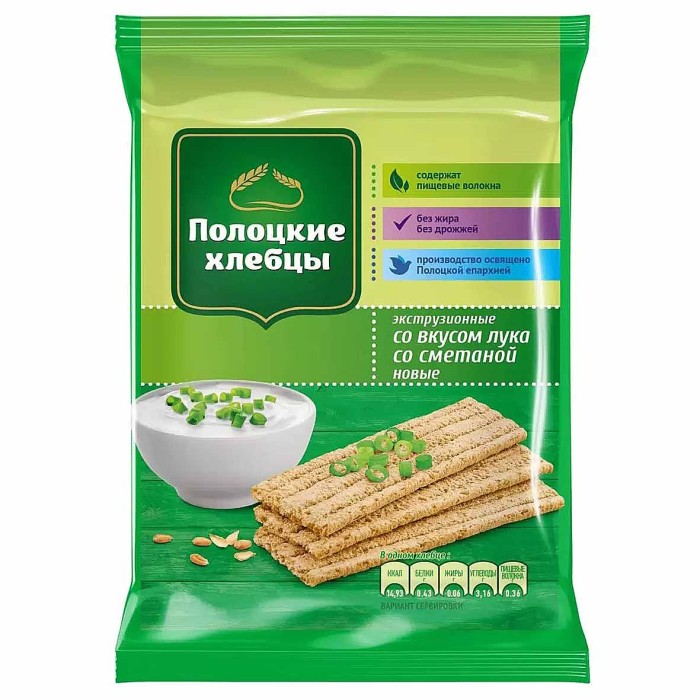 Хлебцы Полоцкие со вкусом лука со сметаной 80гр м/у