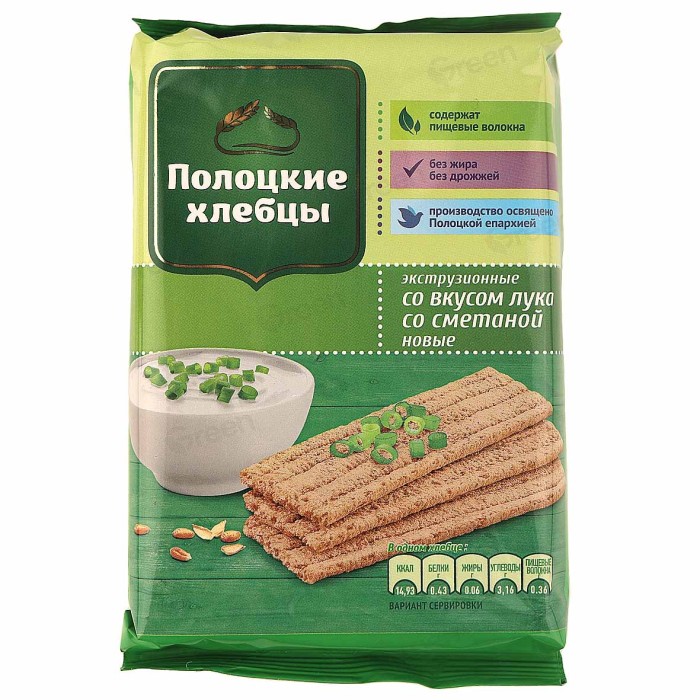 Хлебцы Полоцкие со вкусом лука со сметаной 80гр м/у