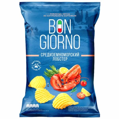Чипсы Bon Giorno рифленые со вкусом средиземноморский лобстер 80гр м/у