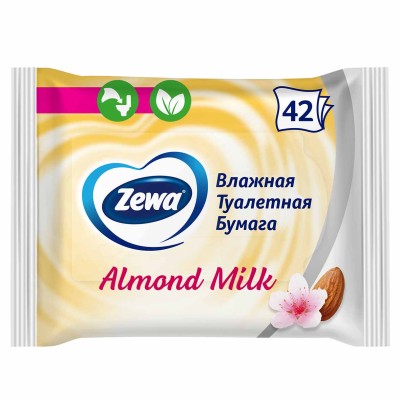 Бумага туалетная влажная Zewa Almond Milk 42л м/у