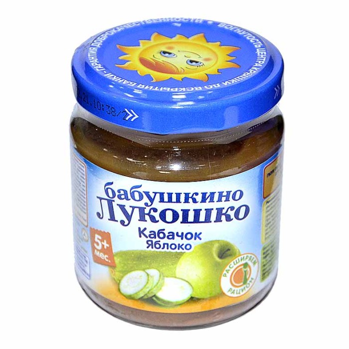 Пюре Бабушкино Лукошко кабачок и яблоко с 5мес 100гр ст/б