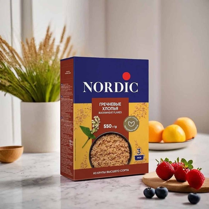 Хлопья гречневые Nordic 550гр к/у