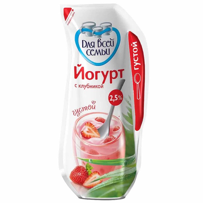Йогурт питьевой  Для всей семьи Клубника 2,5% 290гр д/п