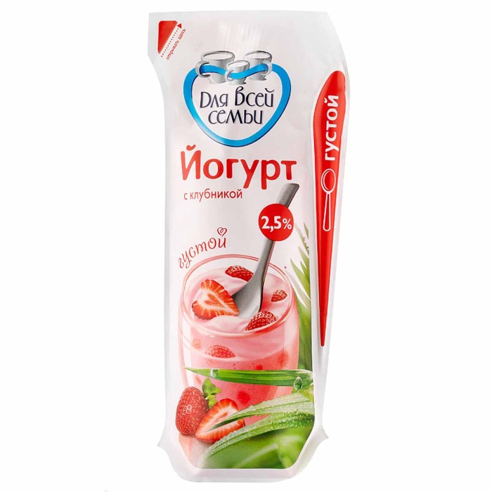 Йогурт питьевой  Для всей семьи Клубника 2,5% 290гр д/п