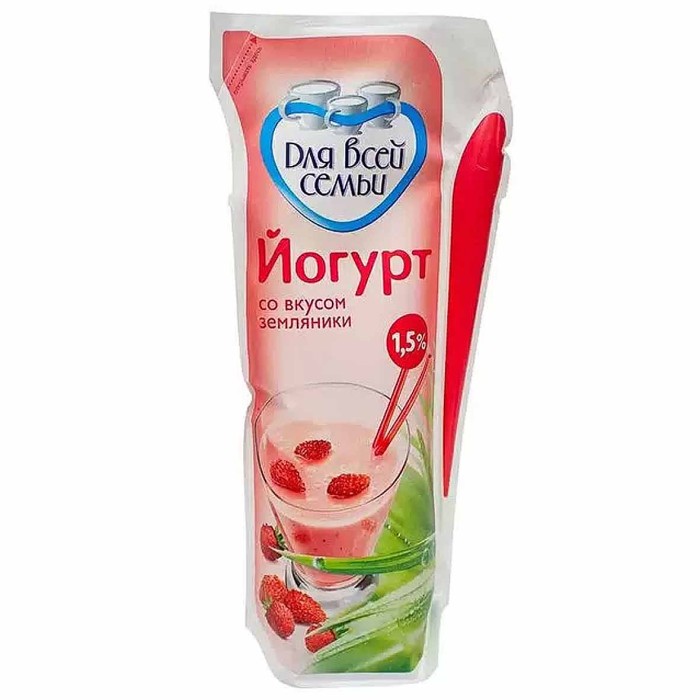 Йогурт питьевой  Для всей семьи Клубника 2,5% 290гр д/п