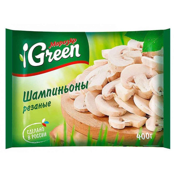 Грибы шампиньоны Green резаные 400гр м/у