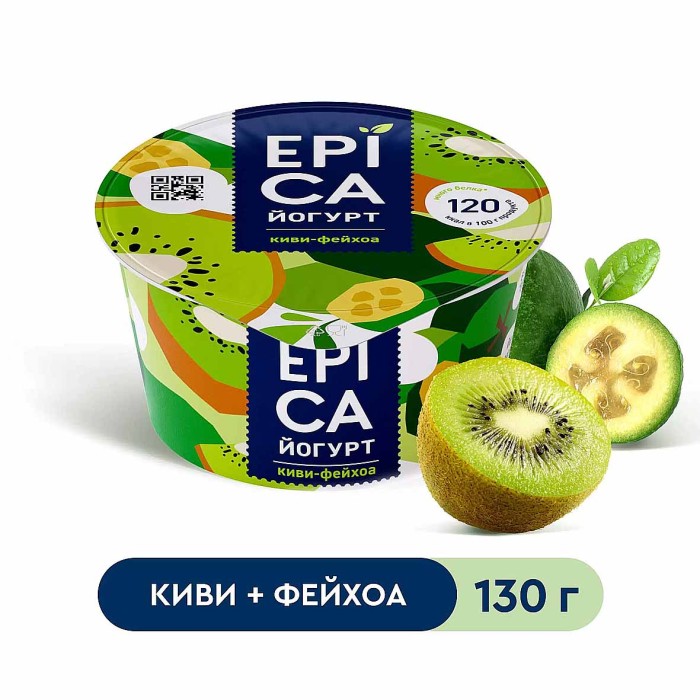 Йогурт Epica с киви и фейхоа 4,8% 130гр пэт