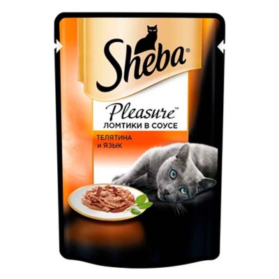 Корм для кошек Sheba Pleasure телят ина,язык 85гр пауч