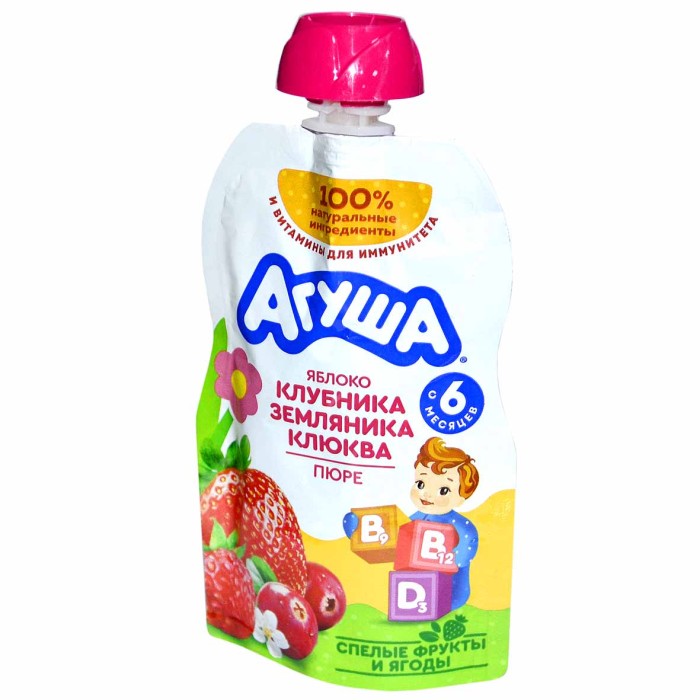 Пюре Агуша Укрепляй-ка яблоко-клубника-земляника-клюква 80гр д/п