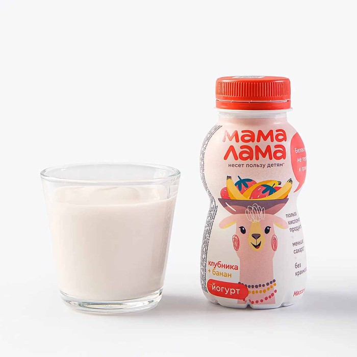 Йогурт питьевой Мама Лама Клубника-Банан  2,5% 200гр пэт