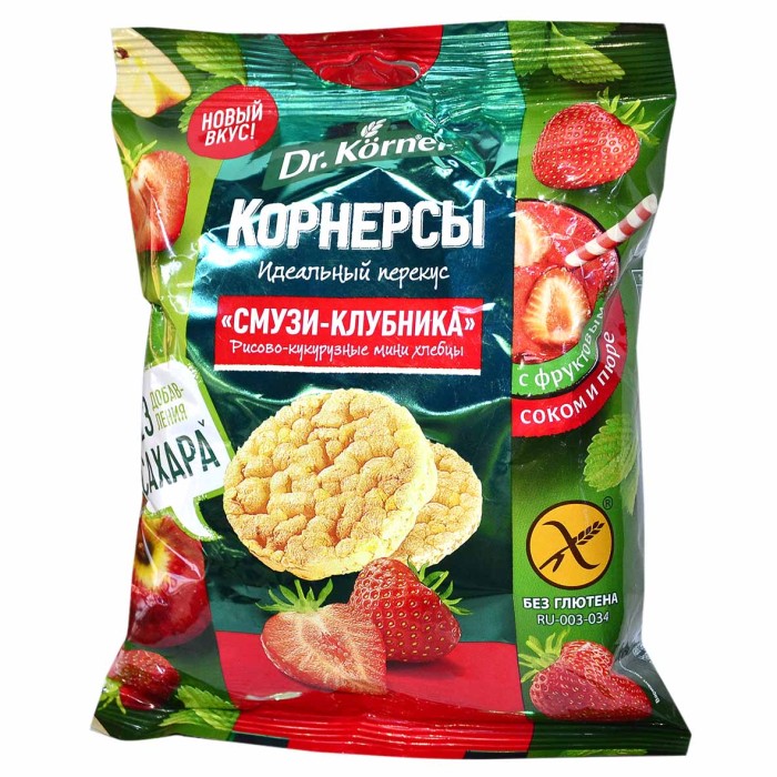 Хлебцы Dr.Korner мини рисово-кукурузные смузи клубника 40гр м/у