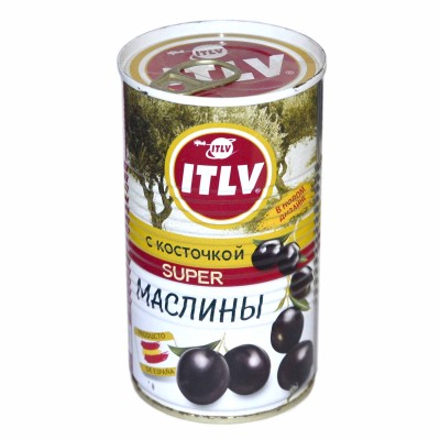 Оливки Itlv Супер черные с/к 370мл ж/б