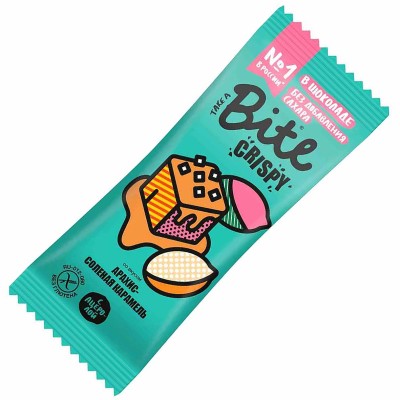 Батончик Bite Crispy Арахис-Соленая Карамель в темном шоколаде 45гр