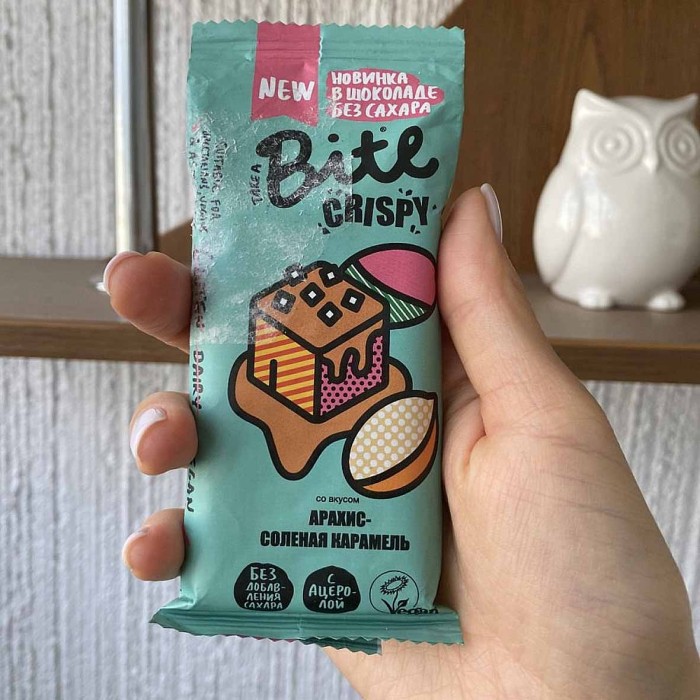 Батончик Bite Crispy Арахис-Соленая Карамель в темном шоколаде 45гр