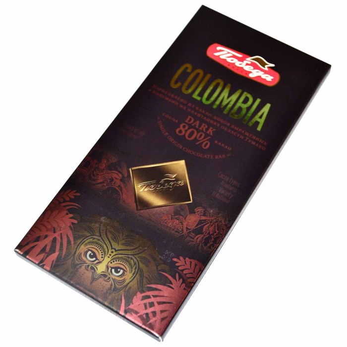 Шоколад Победа Колумбия 80% горький 90гр к/у