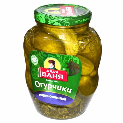 Огурцы Дядя Ваня маринованные слабокислые 1,8кг ст/б