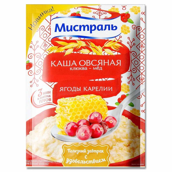 Каша овсяная Мистраль клюква-мёд 40гр м/у