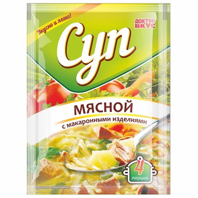 Суп мясной Доктор вкус с макаронными изделиями 55гр м/у