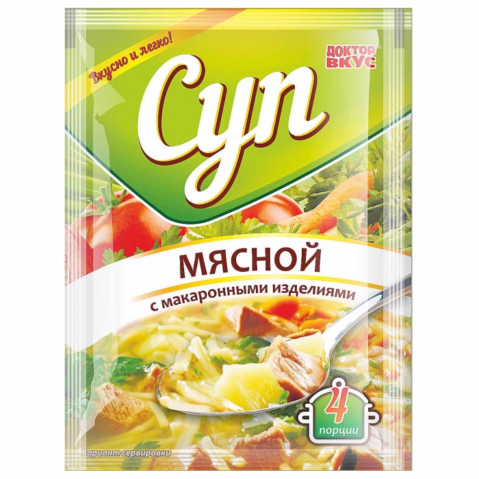 Суп мясной Доктор вкус с макаронными изделиями 55гр м/у