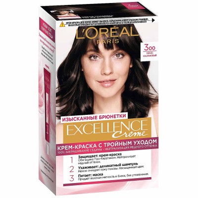 Краска для волос Loreal Exellence 300 Темно-каштановый к/у