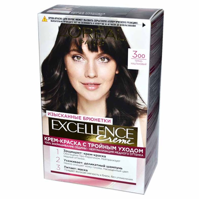 Краска для волос Loreal Exellence 300 Темно-каштановый к/у