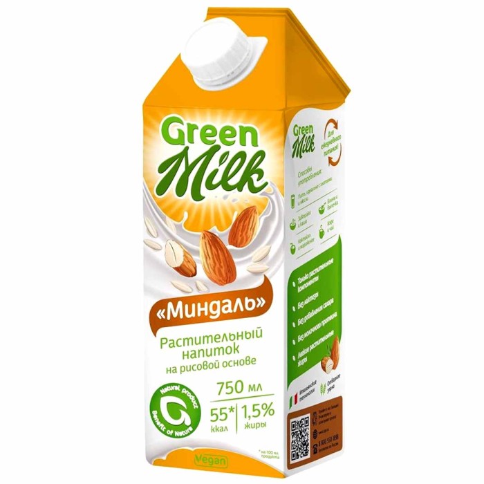 Напиток Green Milk миндаль 0,75л т/п