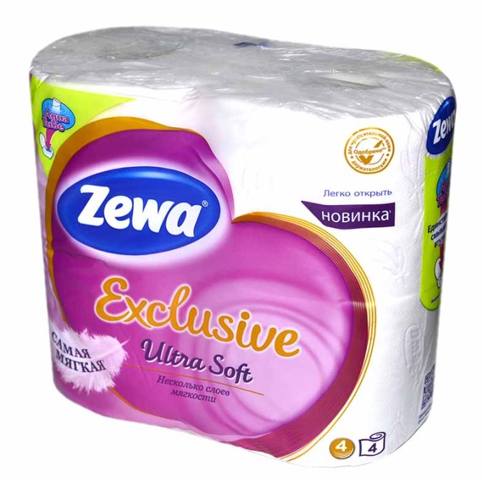 Бумага туалетная Zewa Ultra Soft 4сл 4рул м/у