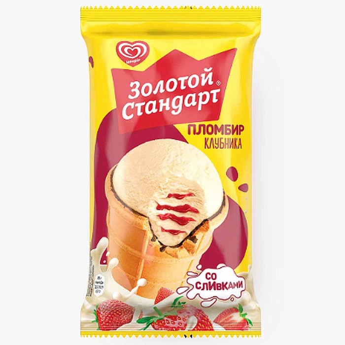 Мороженое Золотой Стандарт Клубника 80гр м/у