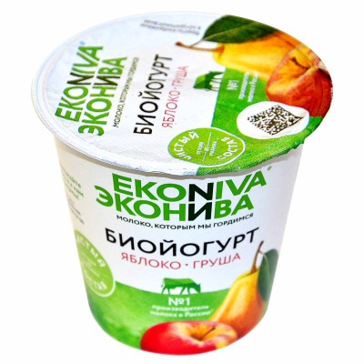 Биойогурт ЭкоНива вязкий яблоко-груша 2,8% 125гр пэт
